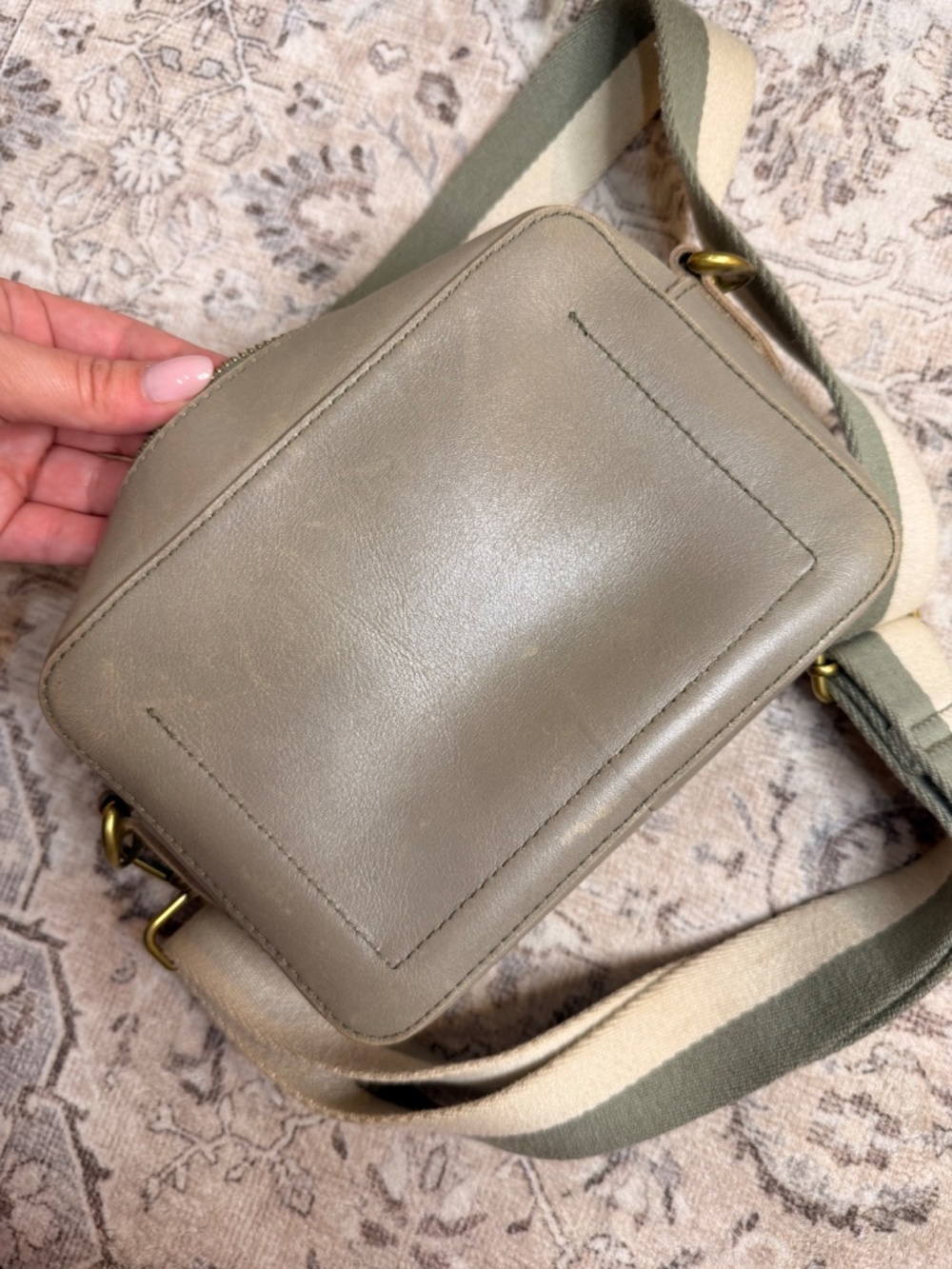 Madewell Transport Camera Bag Forgotten Landscape Leather Crossbody Gray - Picture 8 of 10